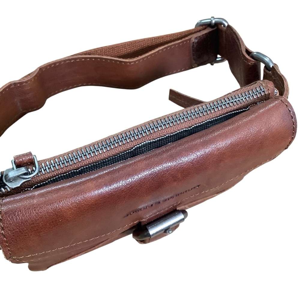 Spikes & Sparrow Brown Leather Hip Bag With Adjustbale Crossbody Snaps - Picture 8 of 12